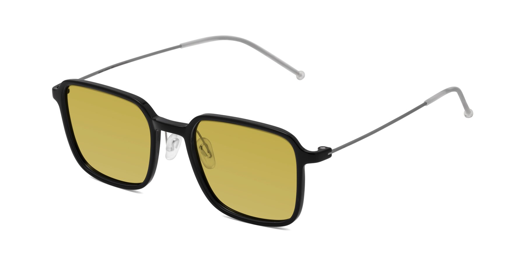 Angle of Pompey in Black with Champagne Tinted Lenses