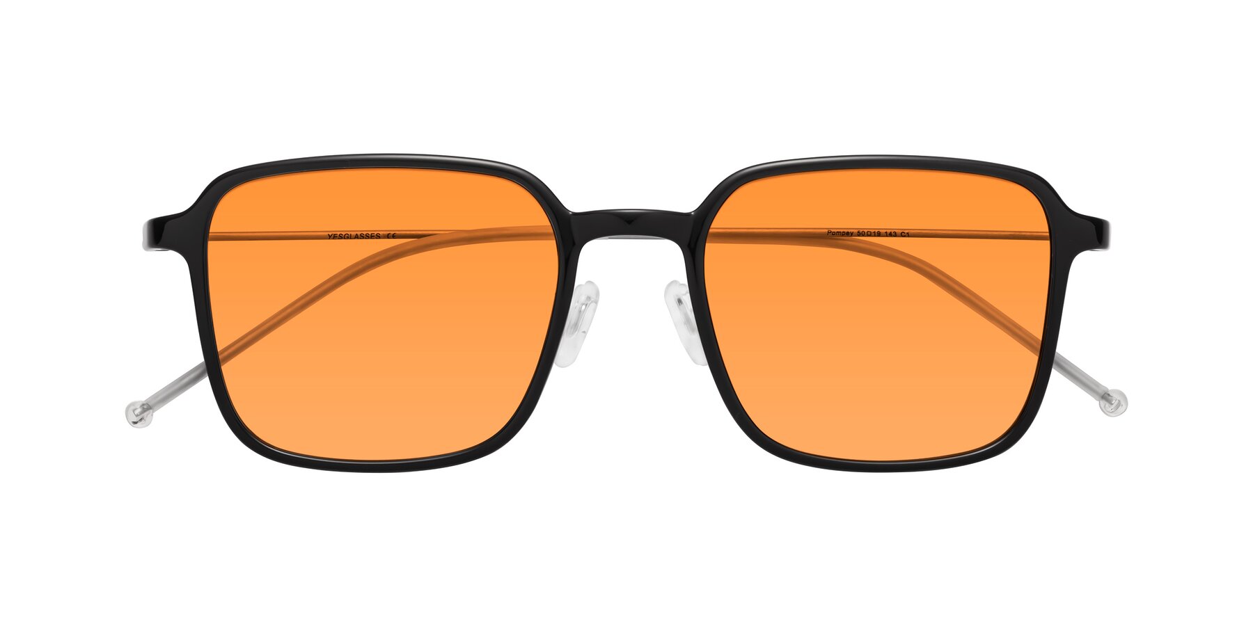 Folded Front of Pompey in Black with Orange Tinted Lenses