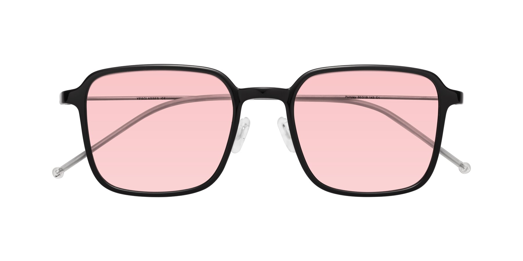 Folded Front of Pompey in Black with Light Garnet Tinted Lenses