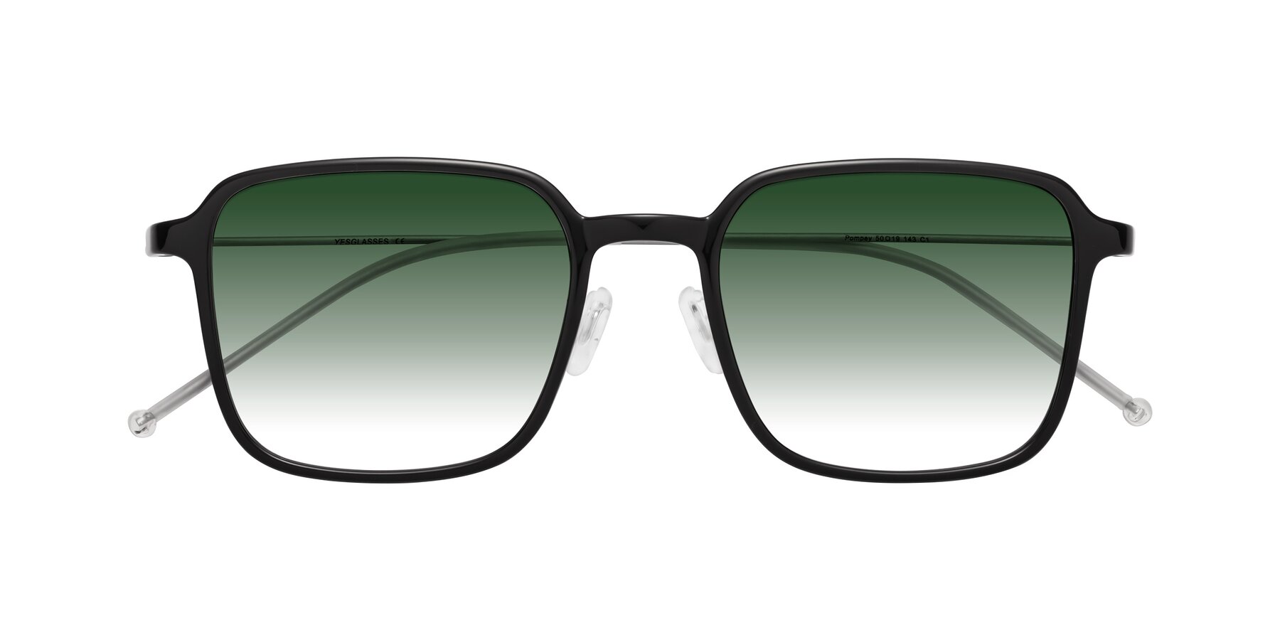 Folded Front of Pompey in Black with Green Gradient Lenses