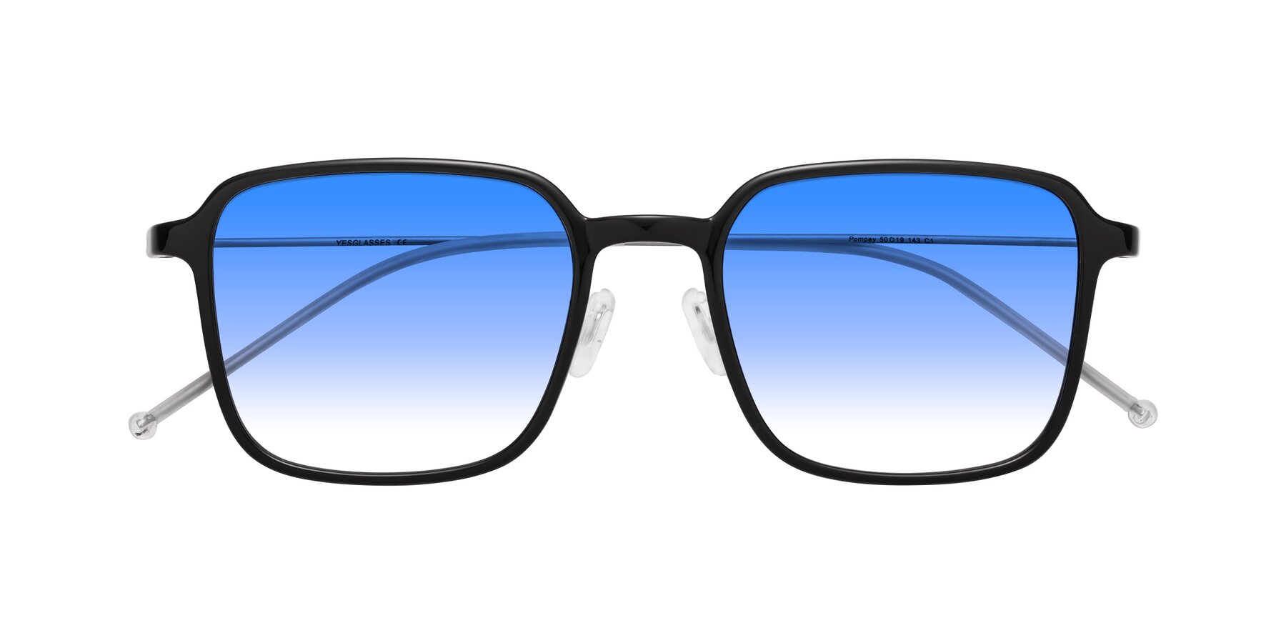 Folded Front of Pompey in Black with Blue Gradient Lenses