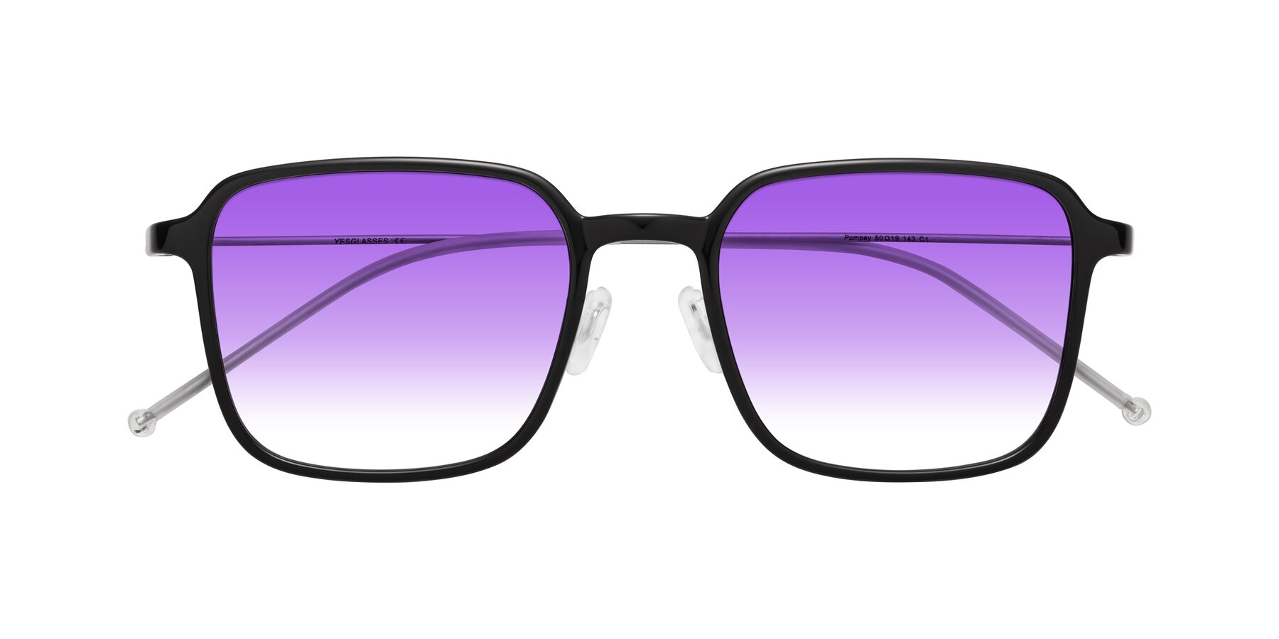 Folded Front of Pompey in Black with Purple Gradient Lenses