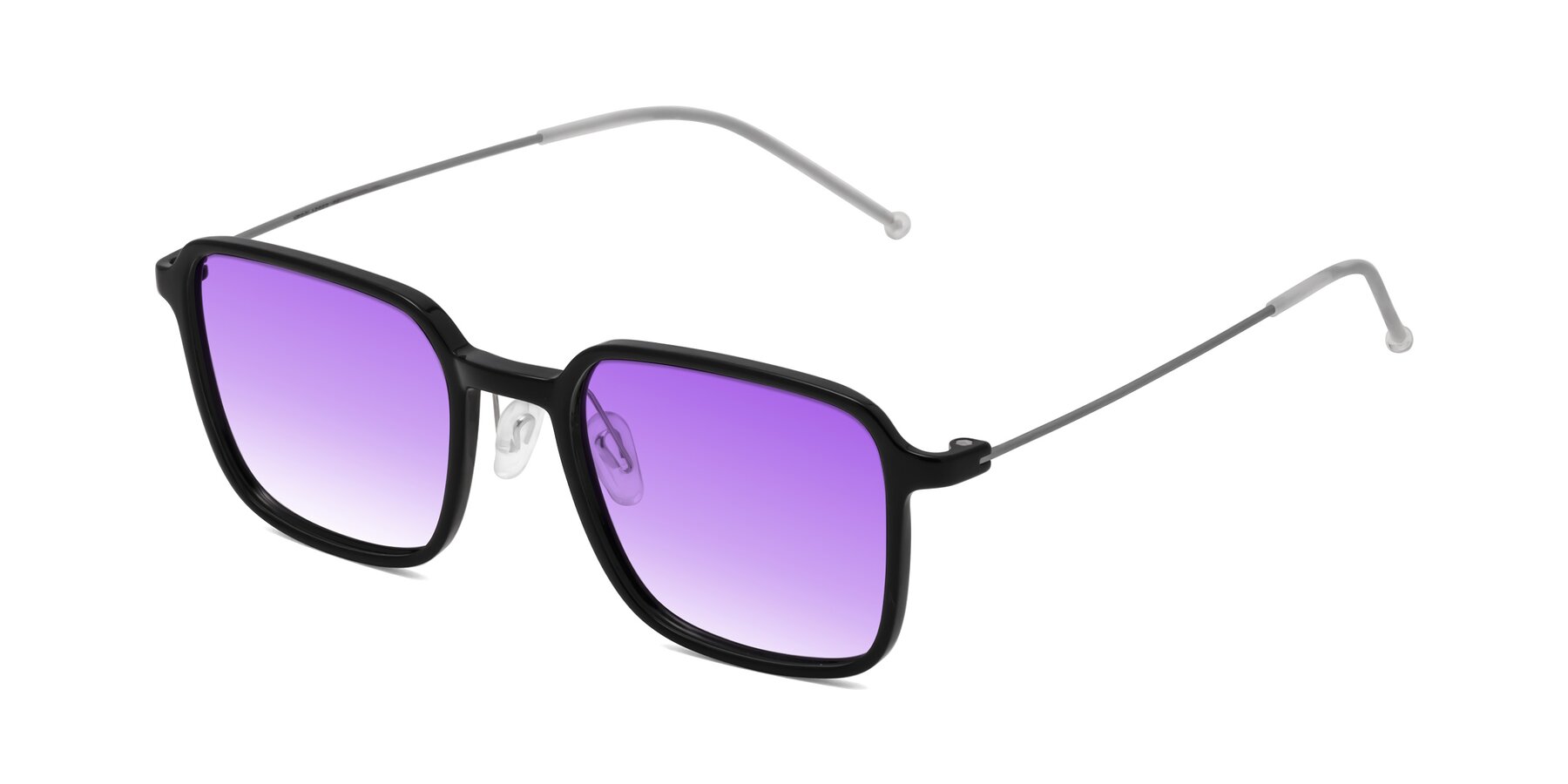 Angle of Pompey in Black with Purple Gradient Lenses