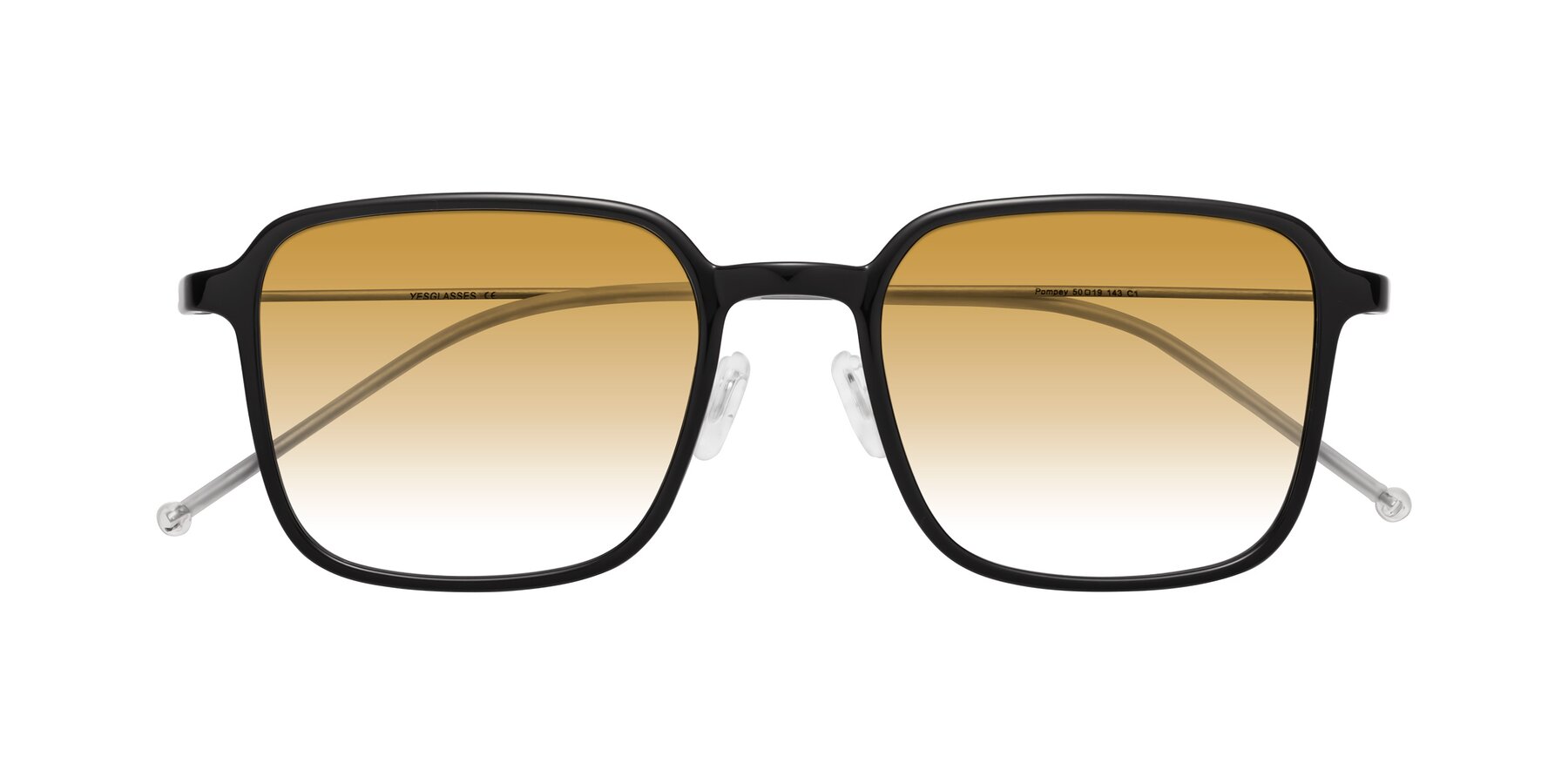 Folded Front of Pompey in Black with Champagne Gradient Lenses