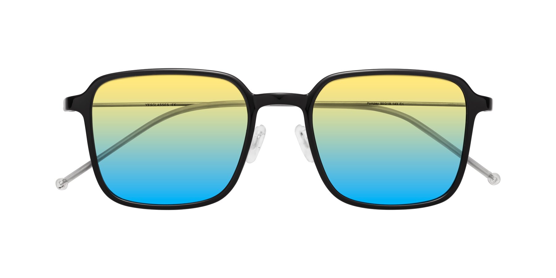 Folded Front of Pompey in Black with Yellow / Blue Gradient Lenses