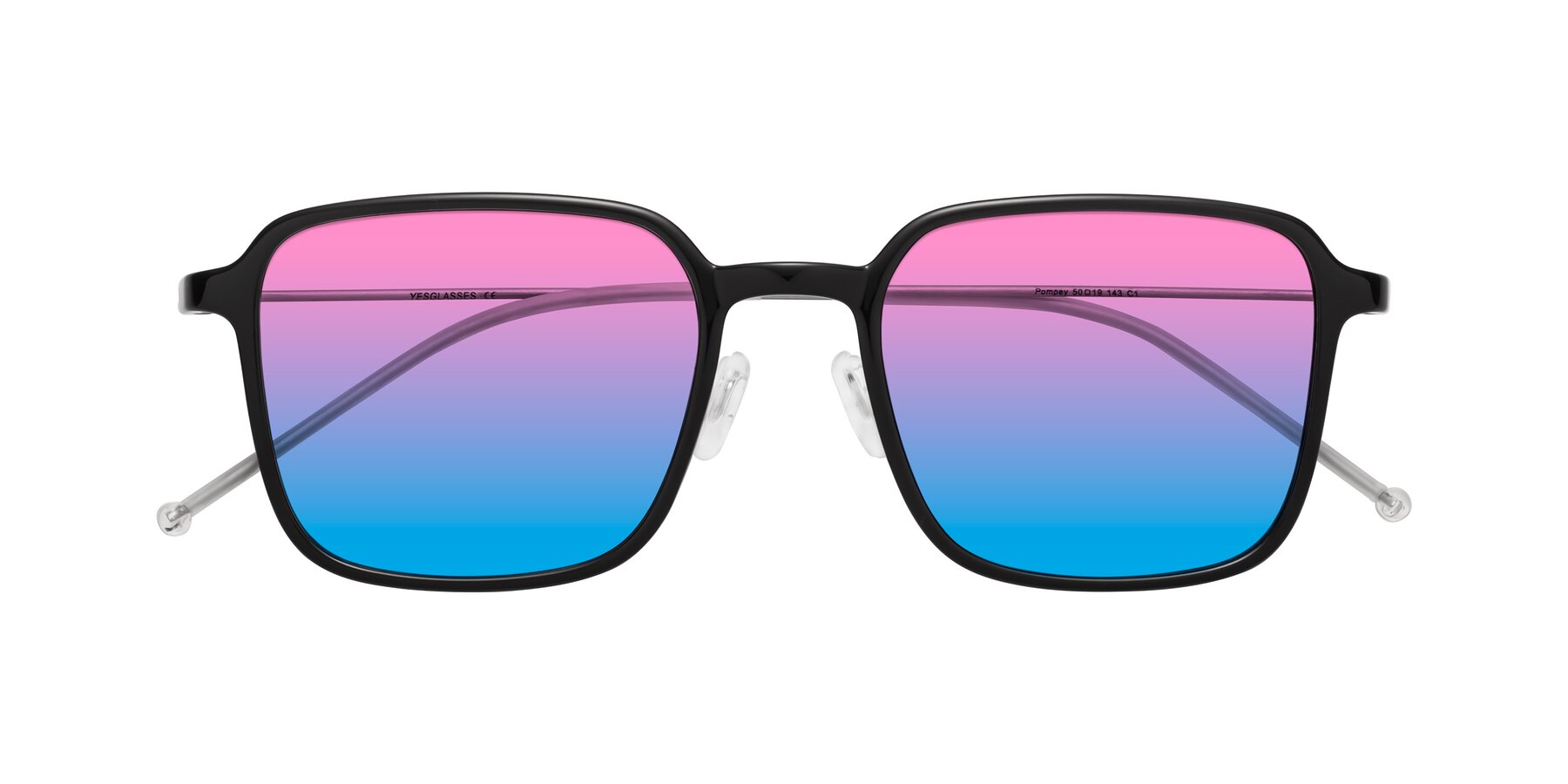 Folded Front of Pompey in Black with Pink / Blue Gradient Lenses