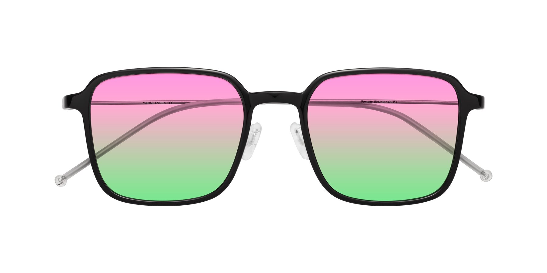 Folded Front of Pompey in Black with Pink / Green Gradient Lenses