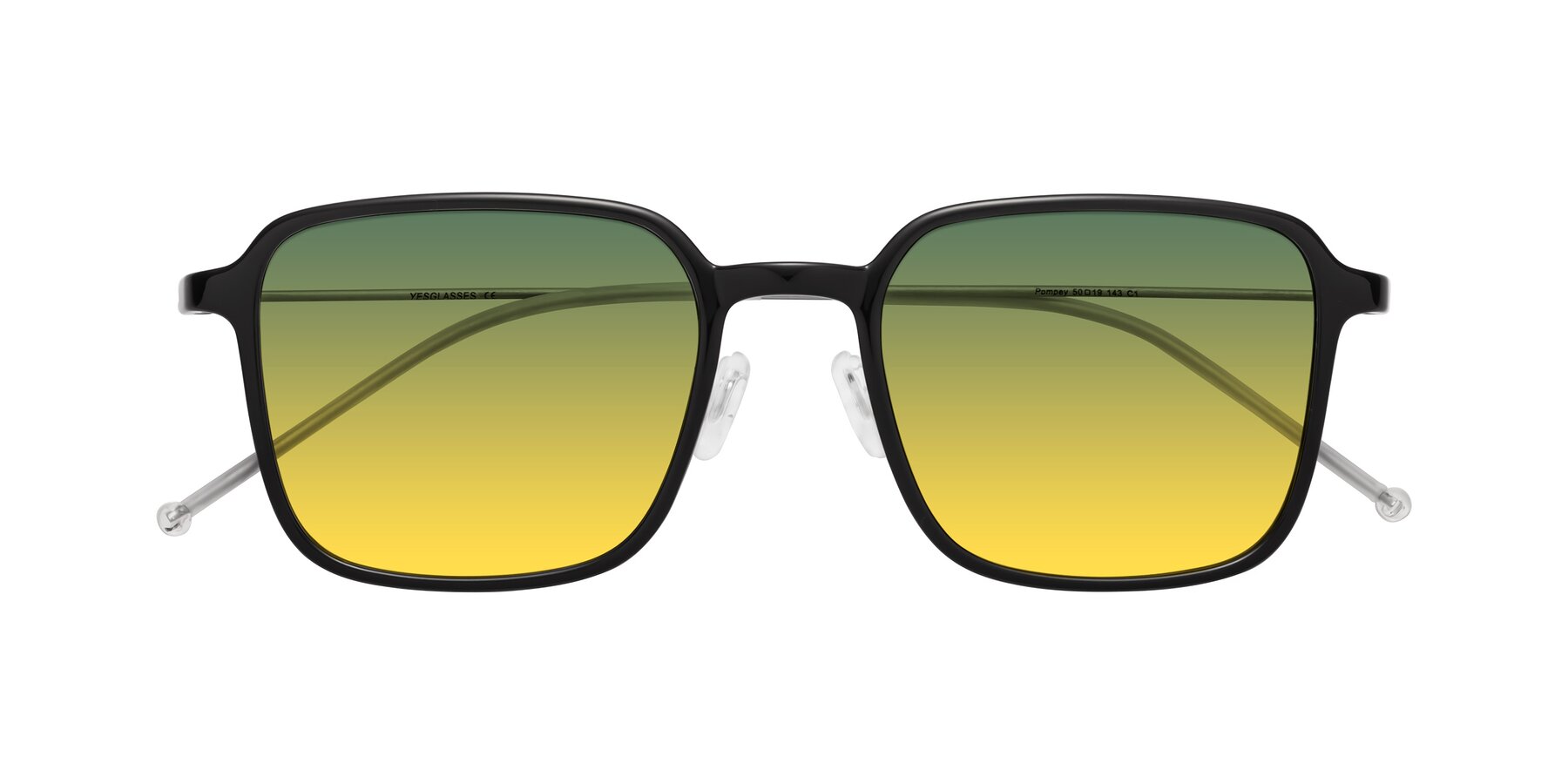 Folded Front of Pompey in Black with Green / Yellow Gradient Lenses