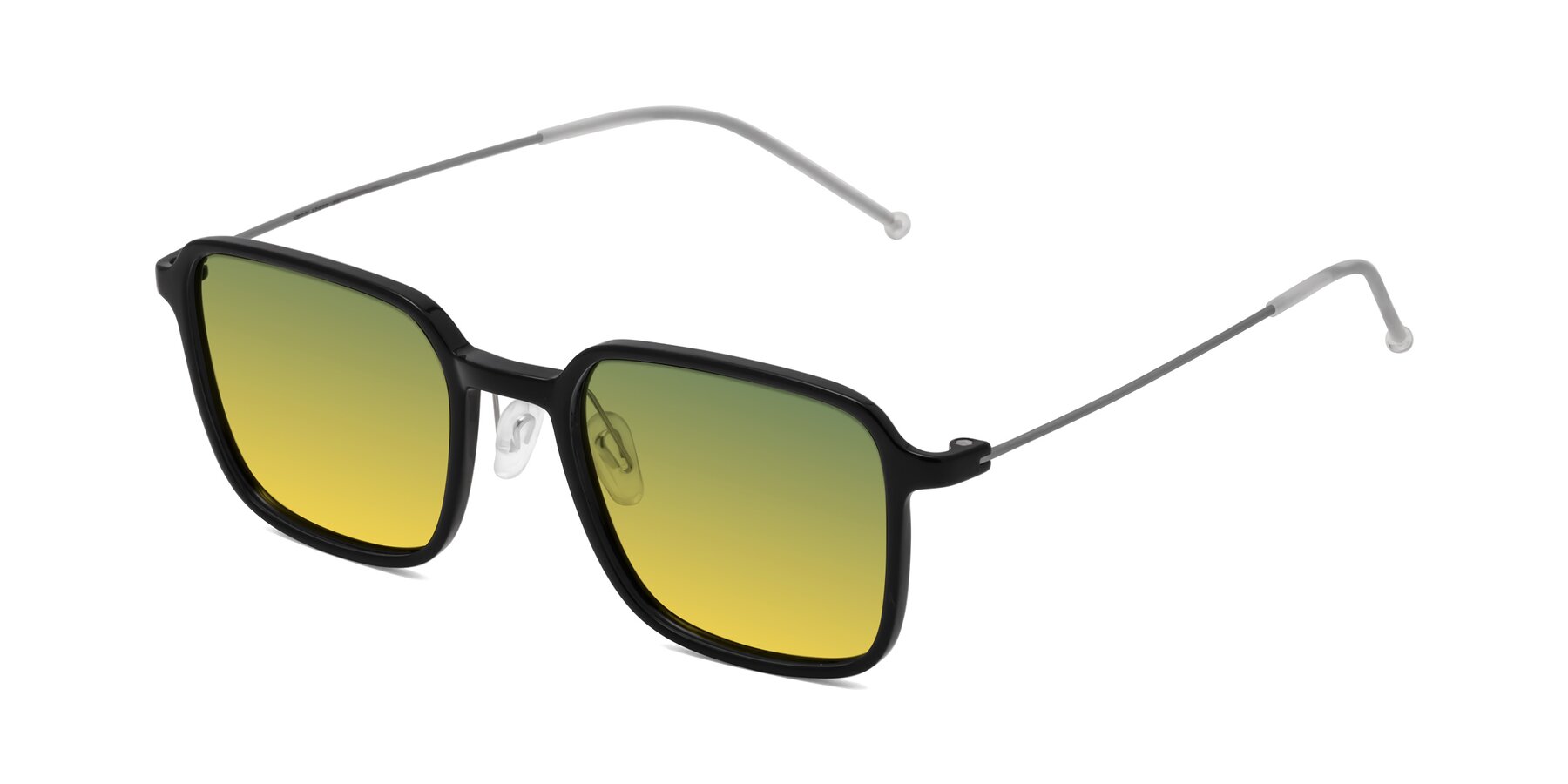 Angle of Pompey in Black with Green / Yellow Gradient Lenses