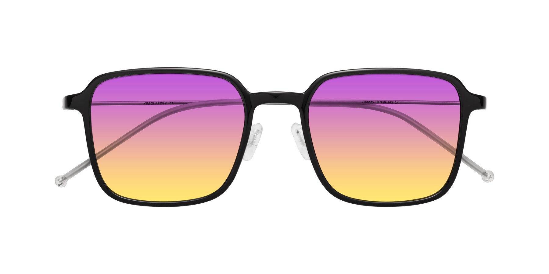 Folded Front of Pompey in Black with Purple / Yellow Gradient Lenses