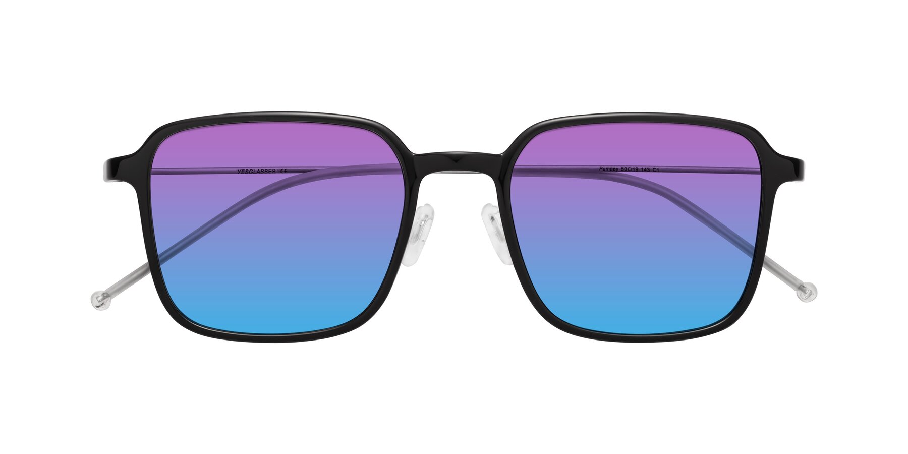 Folded Front of Pompey in Black with Purple / Blue Gradient Lenses
