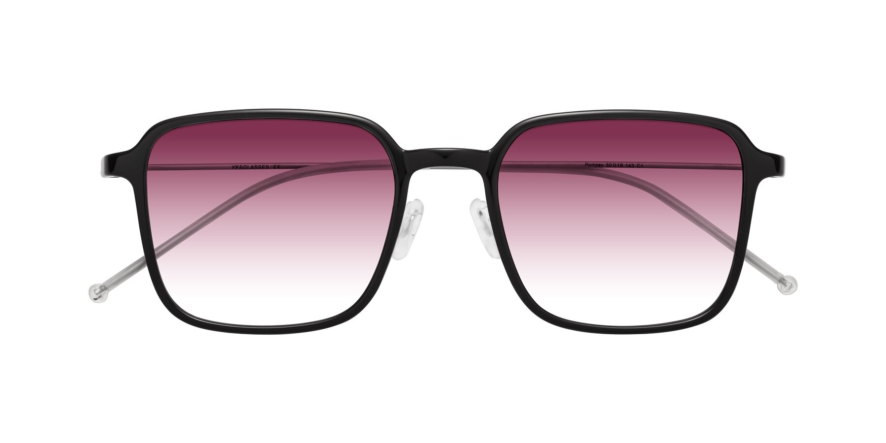 Folded Front of Pompey in Black with Wine Gradient Lenses