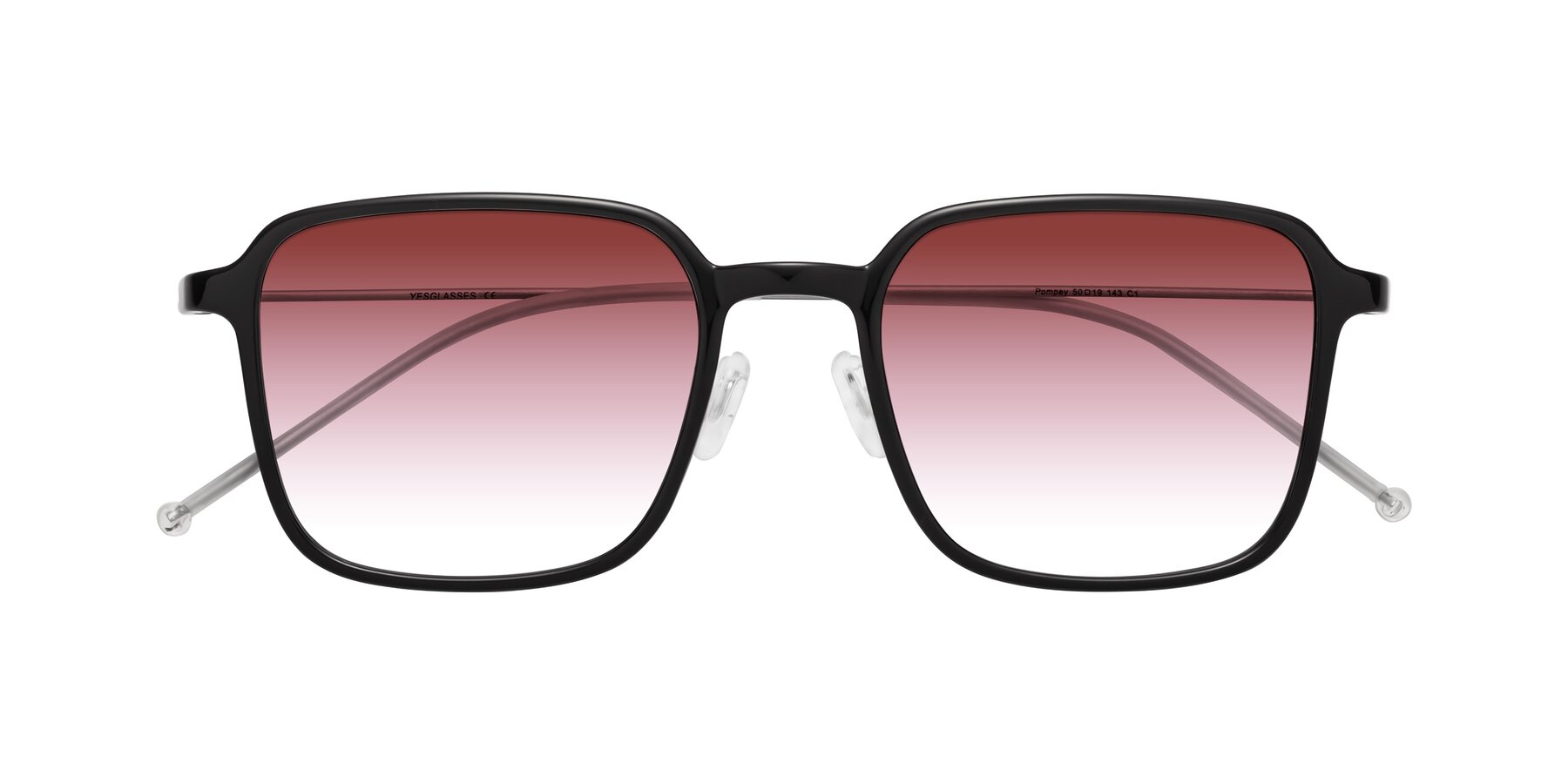 Folded Front of Pompey in Black with Garnet Gradient Lenses