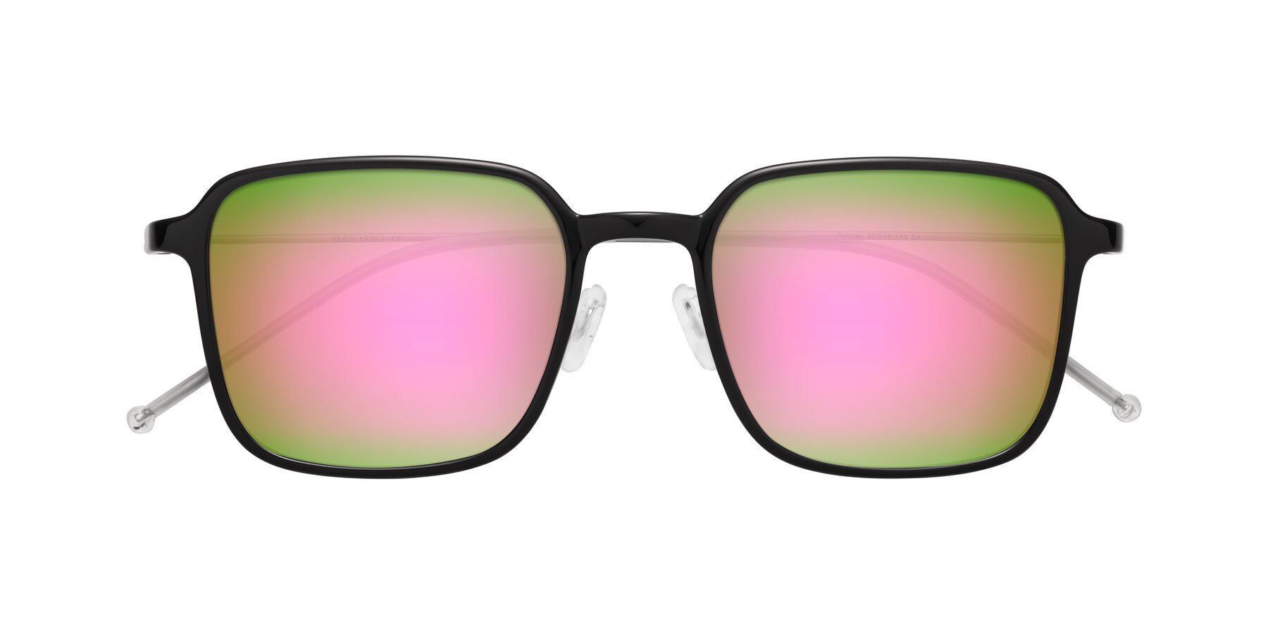 Folded Front of Pompey in Black with Pink Mirrored Lenses