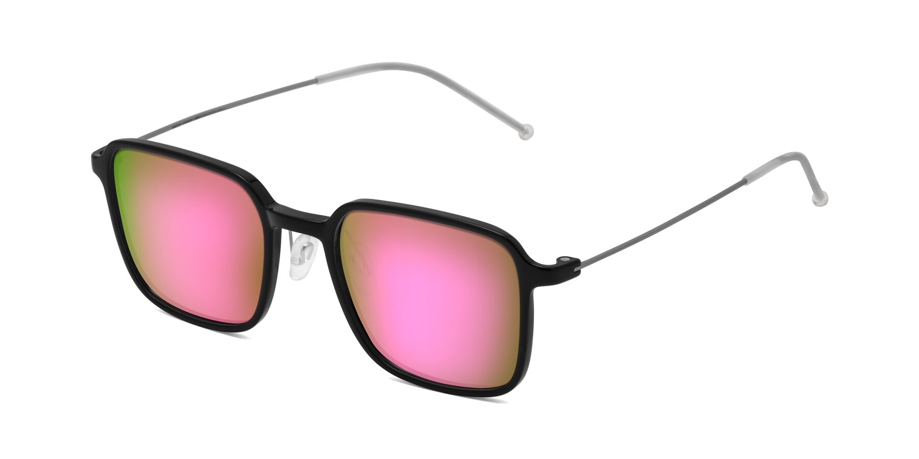 Angle of Pompey in Black with Pink Mirrored Lenses