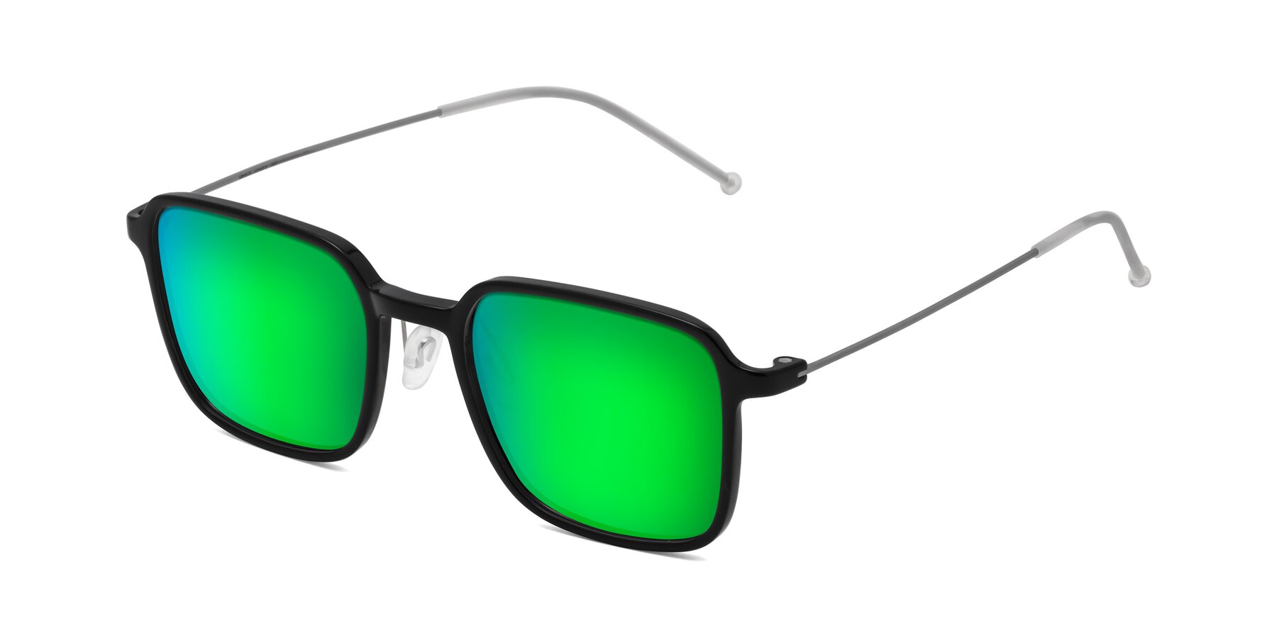 Angle of Pompey in Black with Green Mirrored Lenses