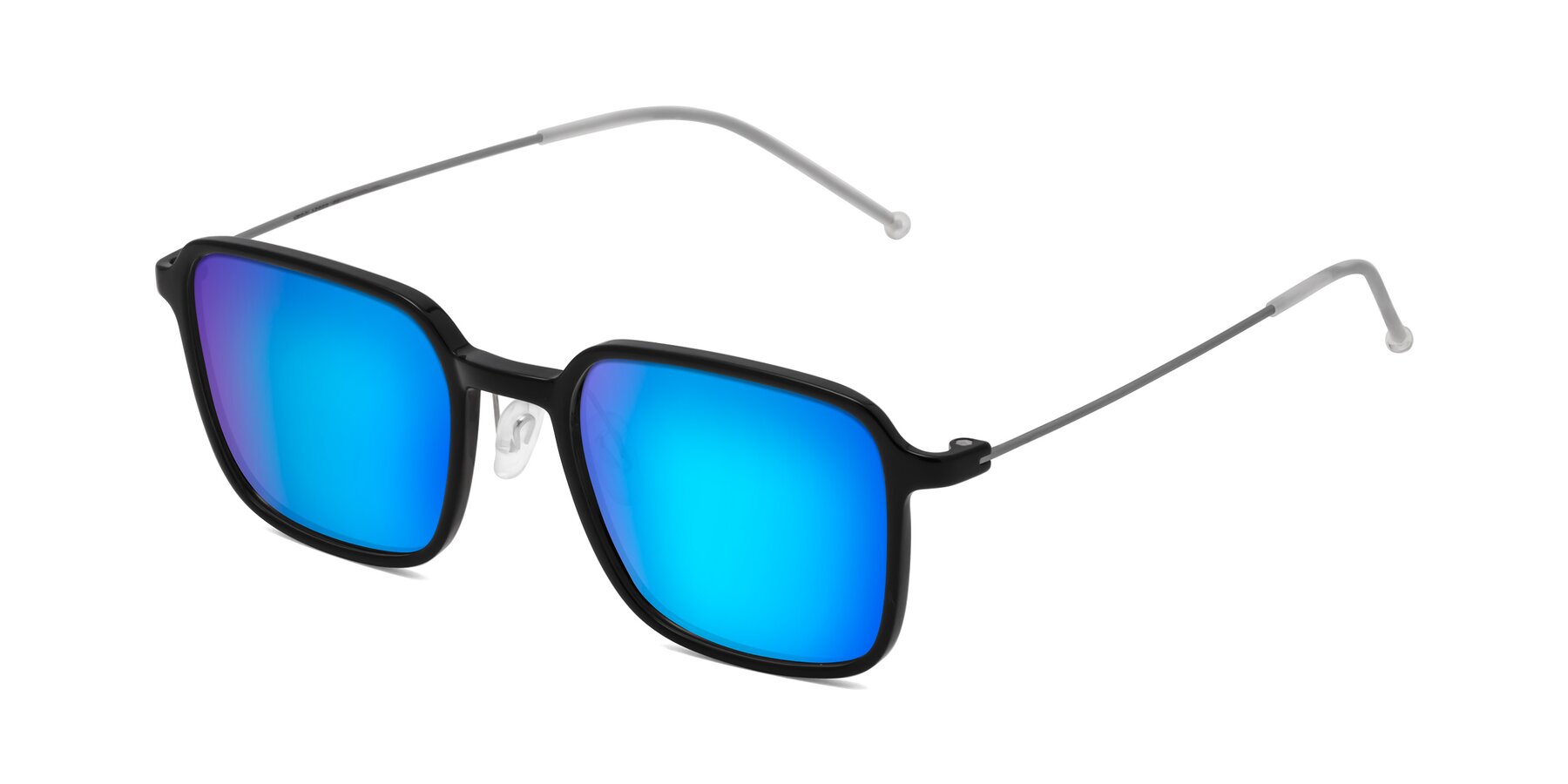 Angle of Pompey in Black with Blue Mirrored Lenses