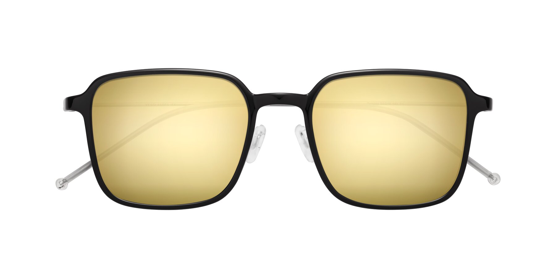 Folded Front of Pompey in Black with Gold Mirrored Lenses