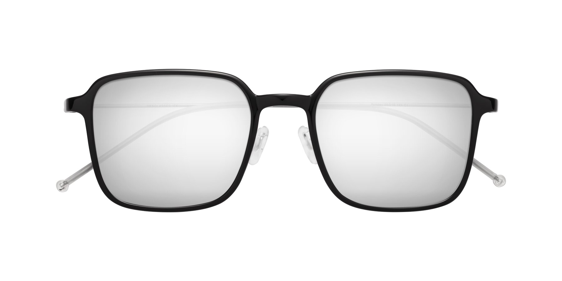 Folded Front of Pompey in Black with Silver Mirrored Lenses