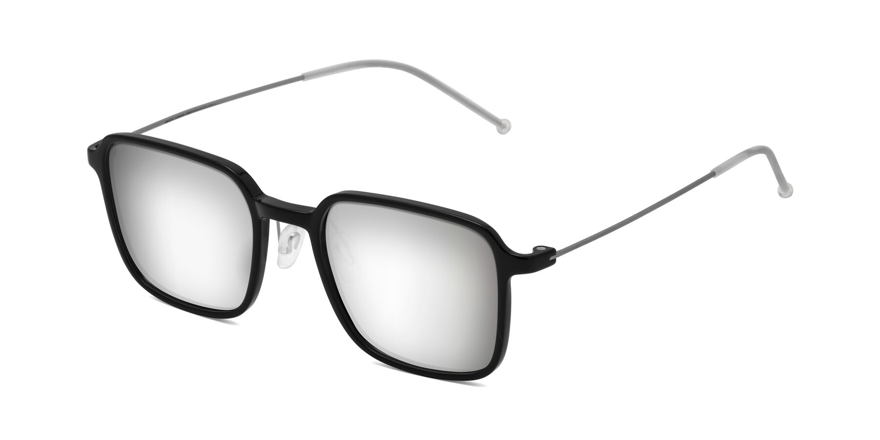 Angle of Pompey in Black with Silver Mirrored Lenses