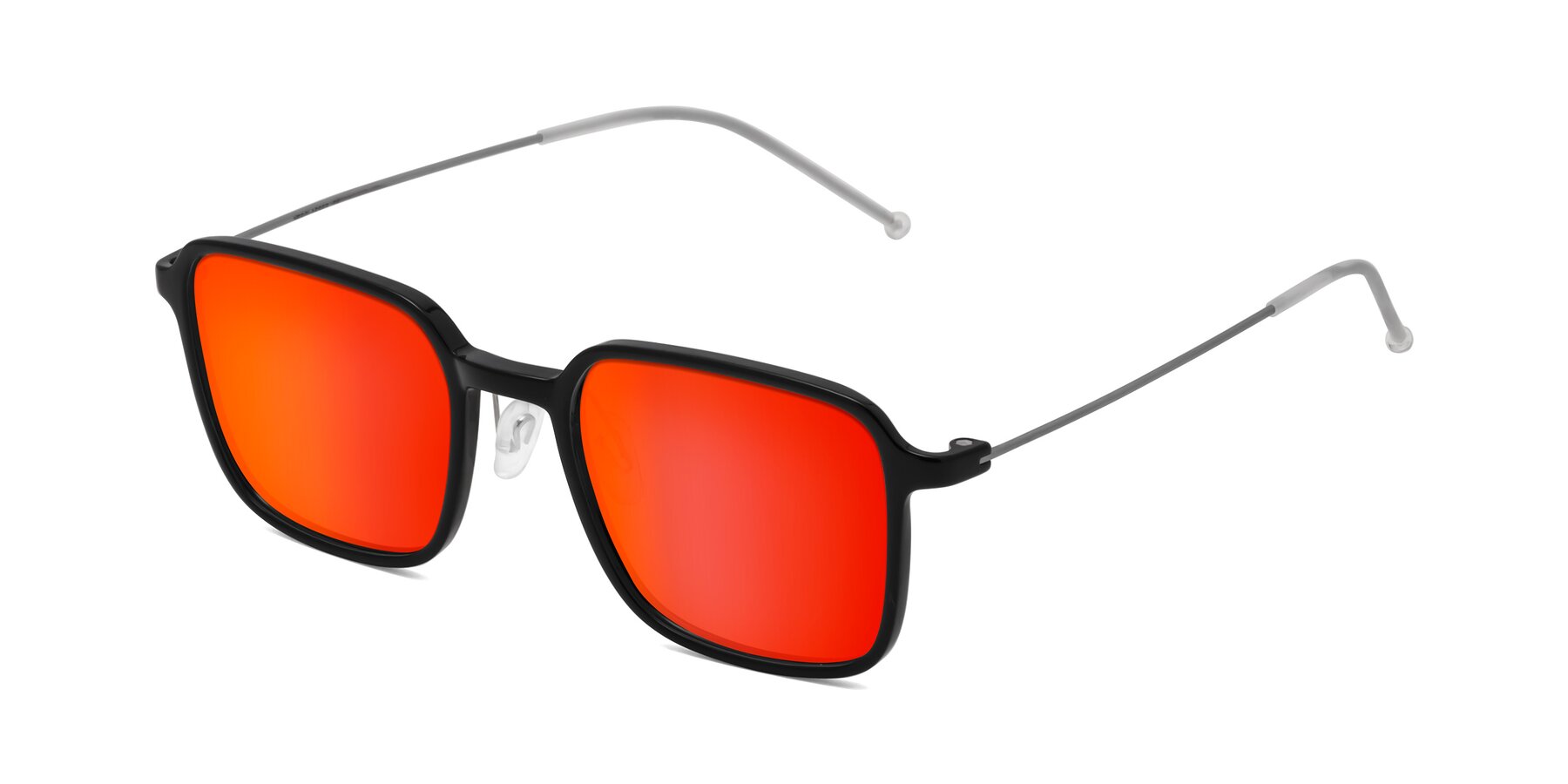 Angle of Pompey in Black with Red Gold Mirrored Lenses