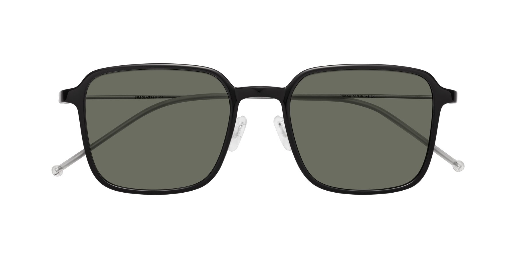 Folded Front of Pompey in Black with Gray Polarized Lenses