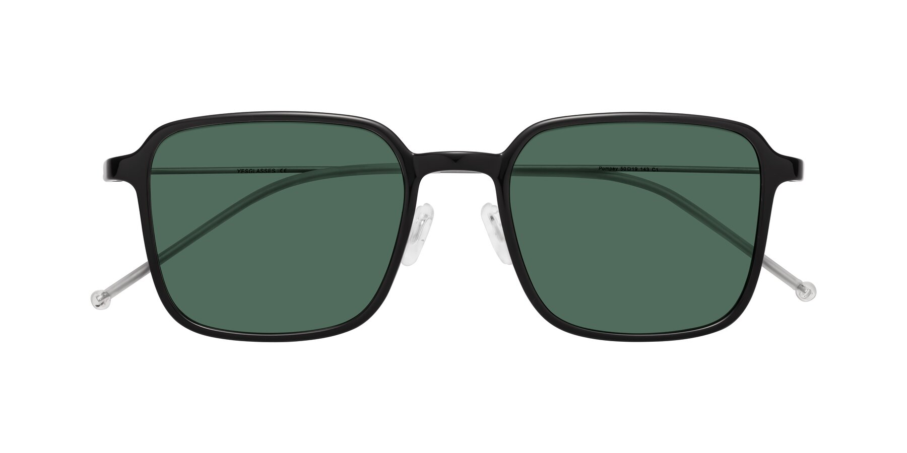 Folded Front of Pompey in Black with Green Polarized Lenses