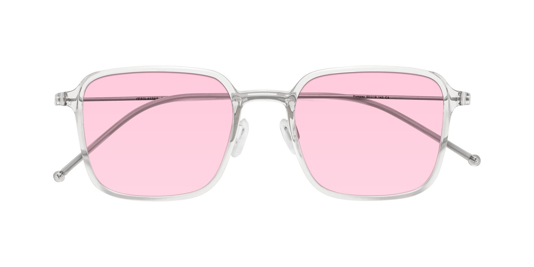 Folded Front of Pompey in Clear with Light Pink Tinted Lenses