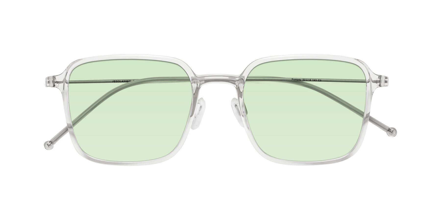 Folded Front of Pompey in Clear with Light Green Tinted Lenses