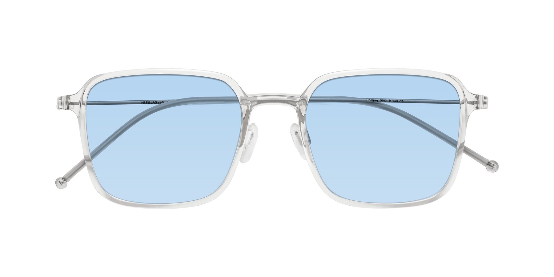 Folded Front of Pompey in Clear with Light Blue Tinted Lenses