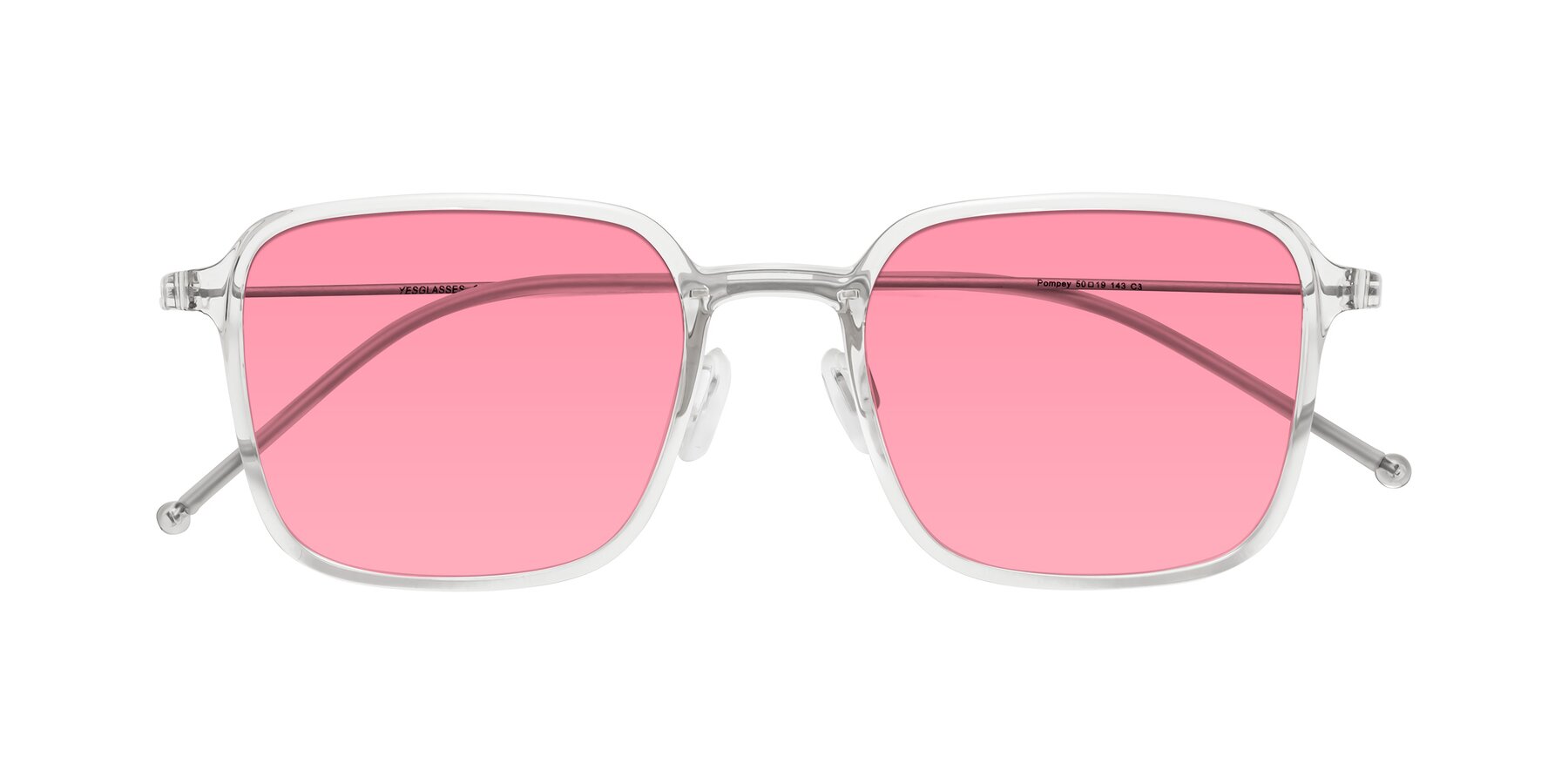 Folded Front of Pompey in Clear with Pink Tinted Lenses