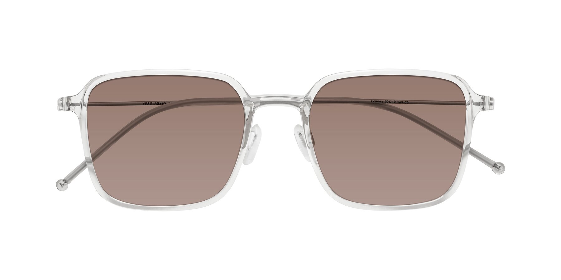 Folded Front of Pompey in Clear with Medium Brown Tinted Lenses