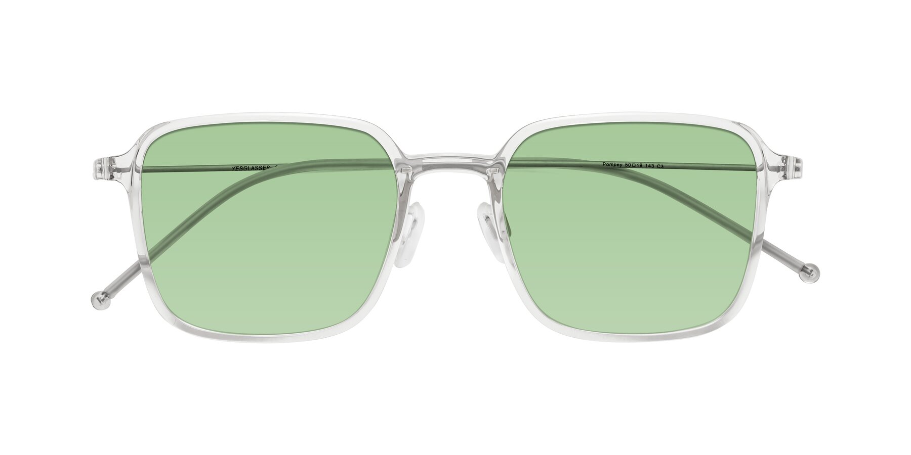 Folded Front of Pompey in Clear with Medium Green Tinted Lenses