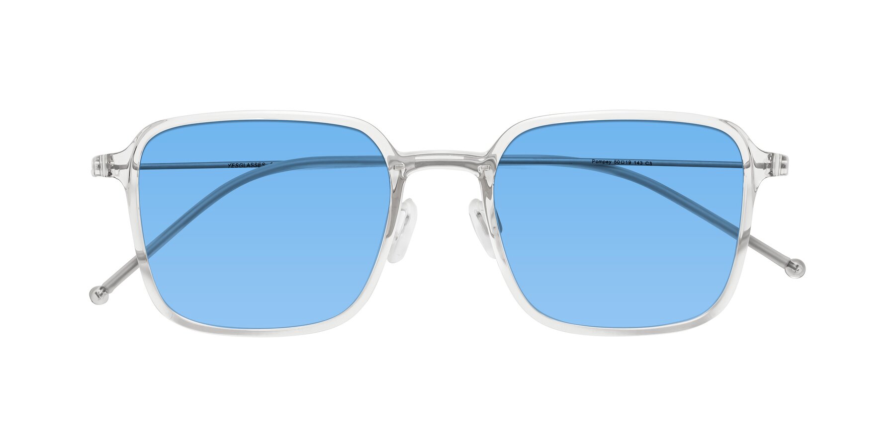 Folded Front of Pompey in Clear with Medium Blue Tinted Lenses