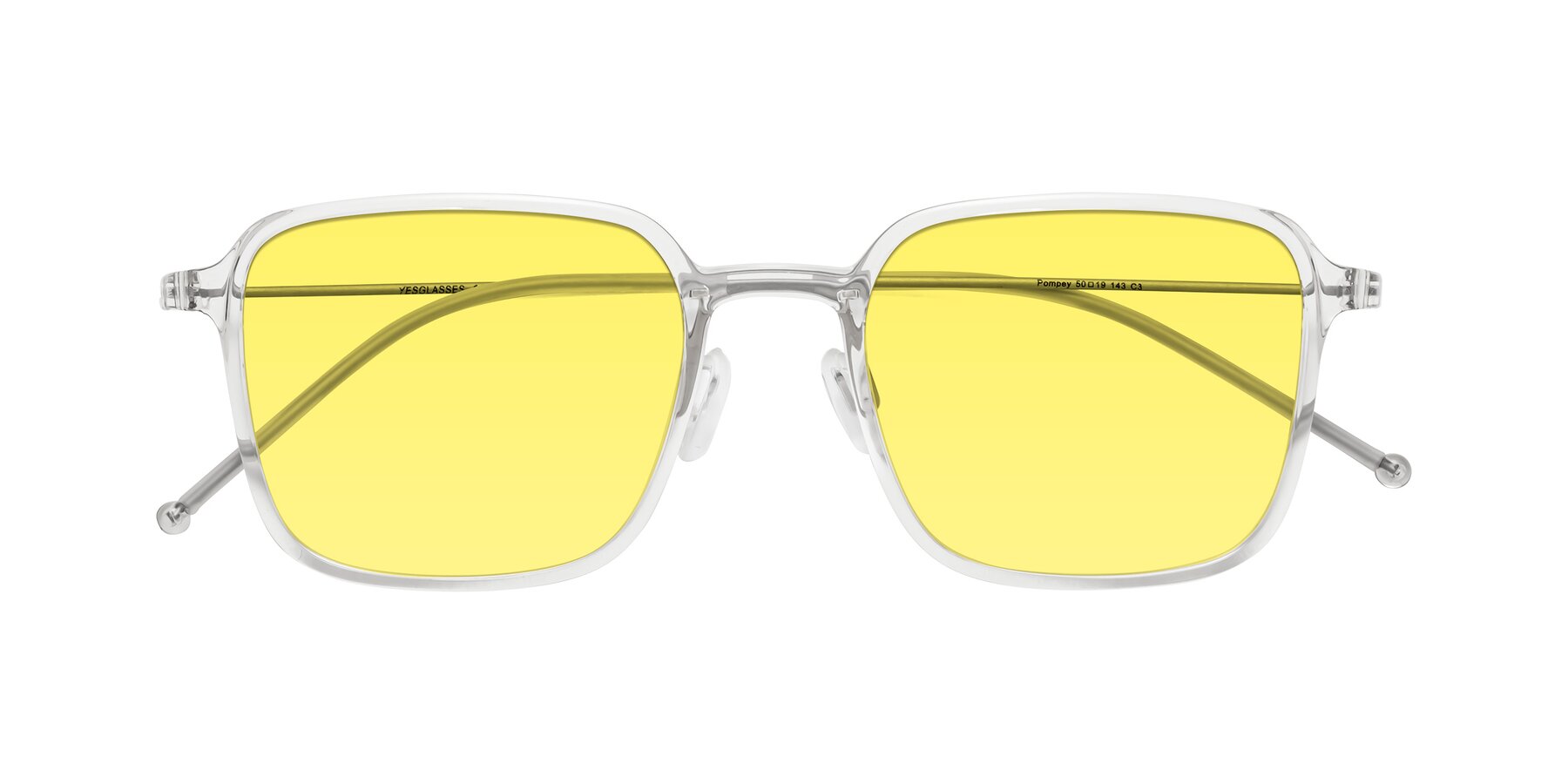 Folded Front of Pompey in Clear with Medium Yellow Tinted Lenses