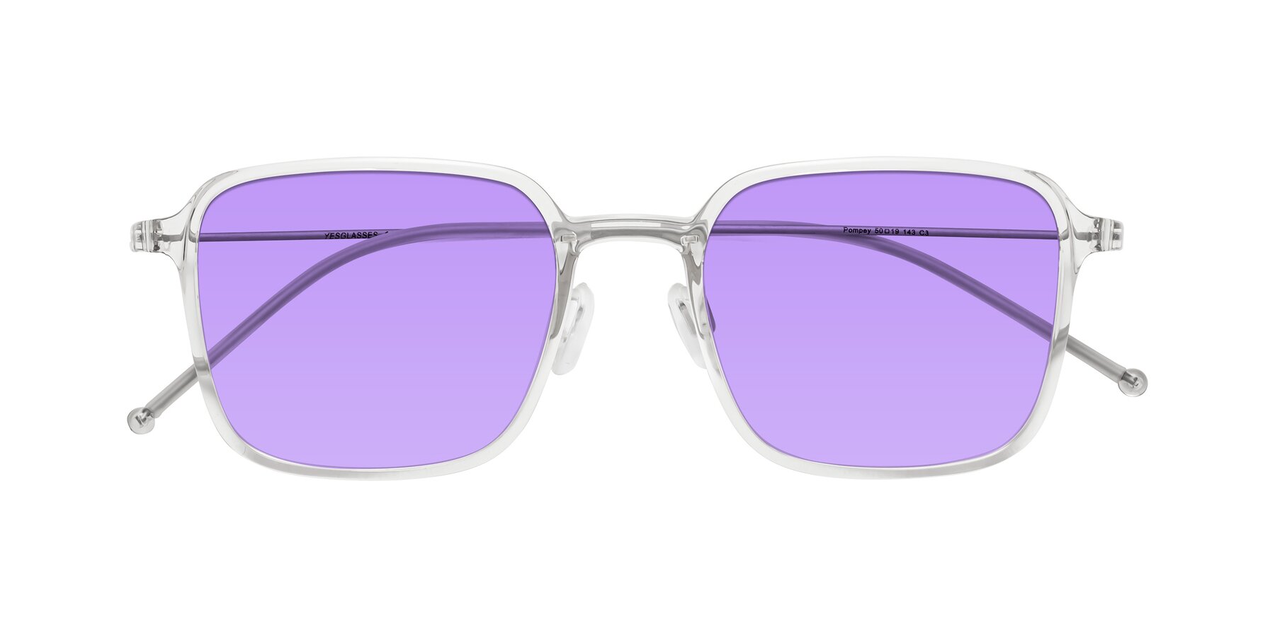 Folded Front of Pompey in Clear with Medium Purple Tinted Lenses