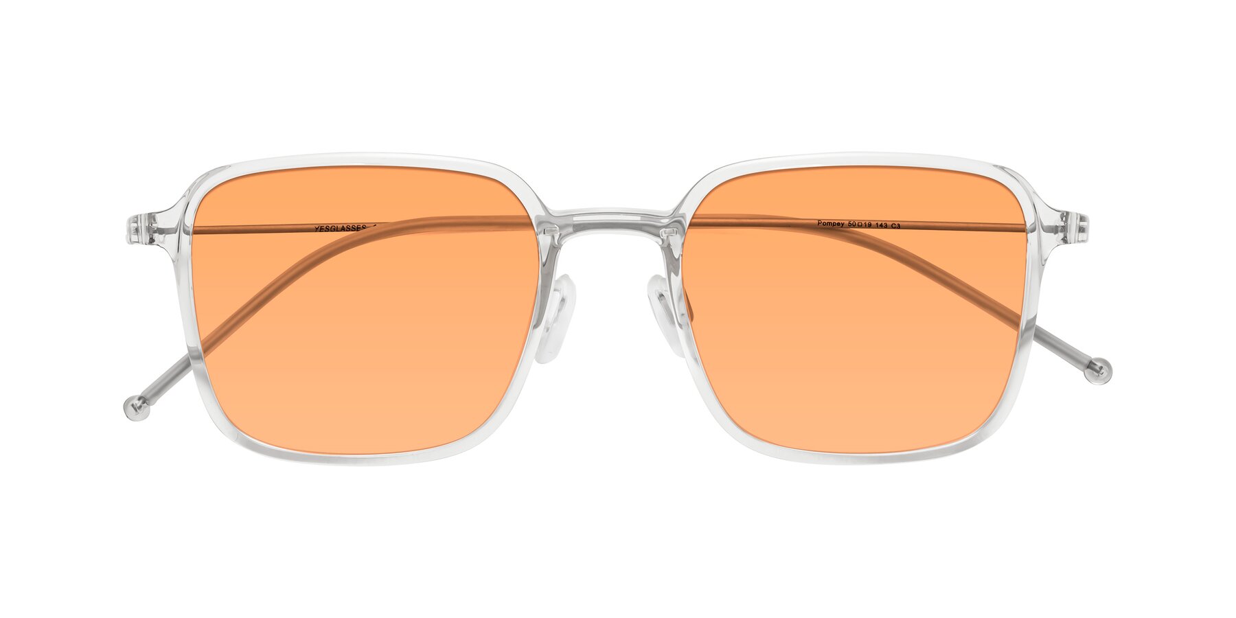 Folded Front of Pompey in Clear with Medium Orange Tinted Lenses