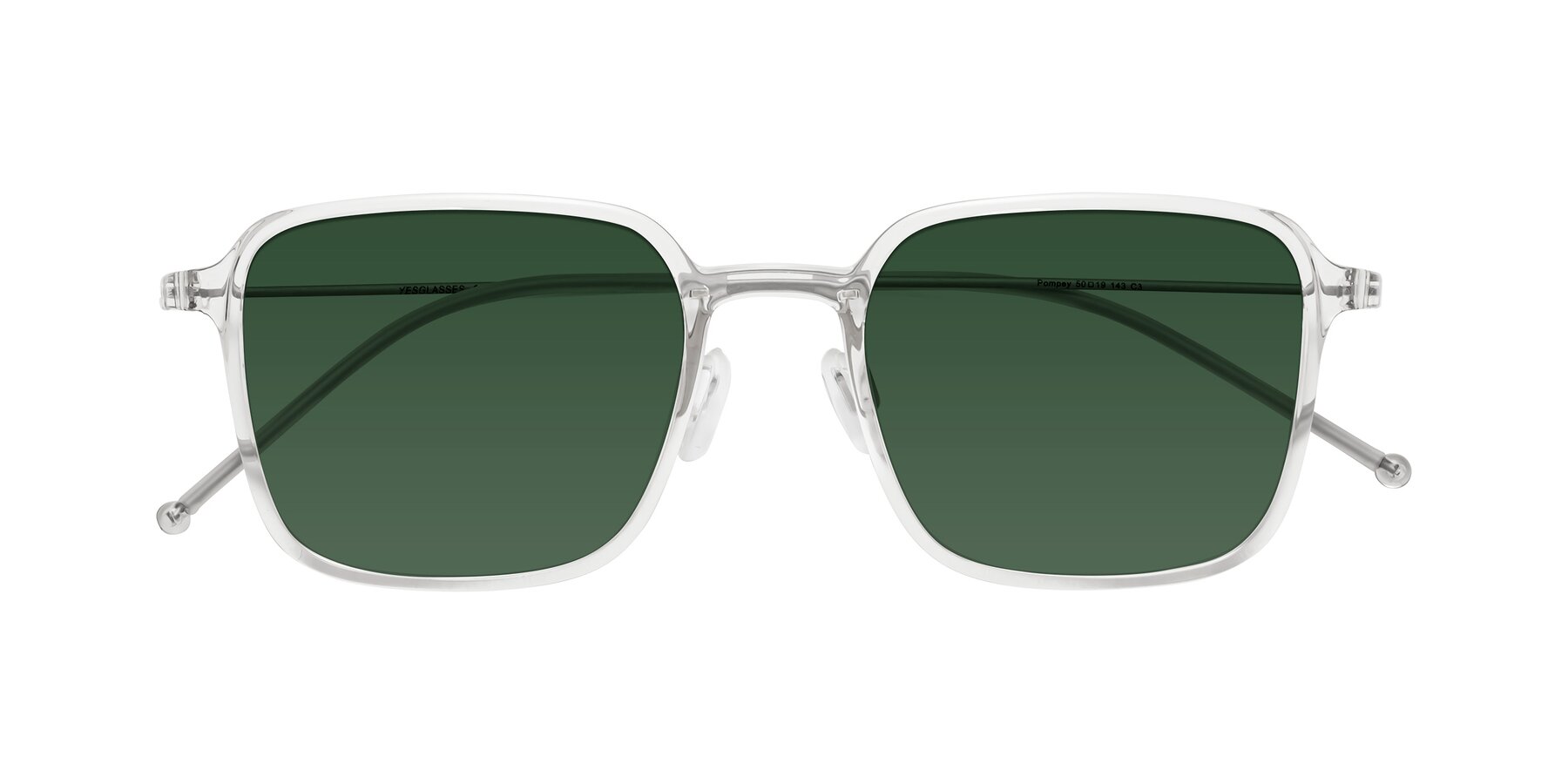 Folded Front of Pompey in Clear with Green Tinted Lenses