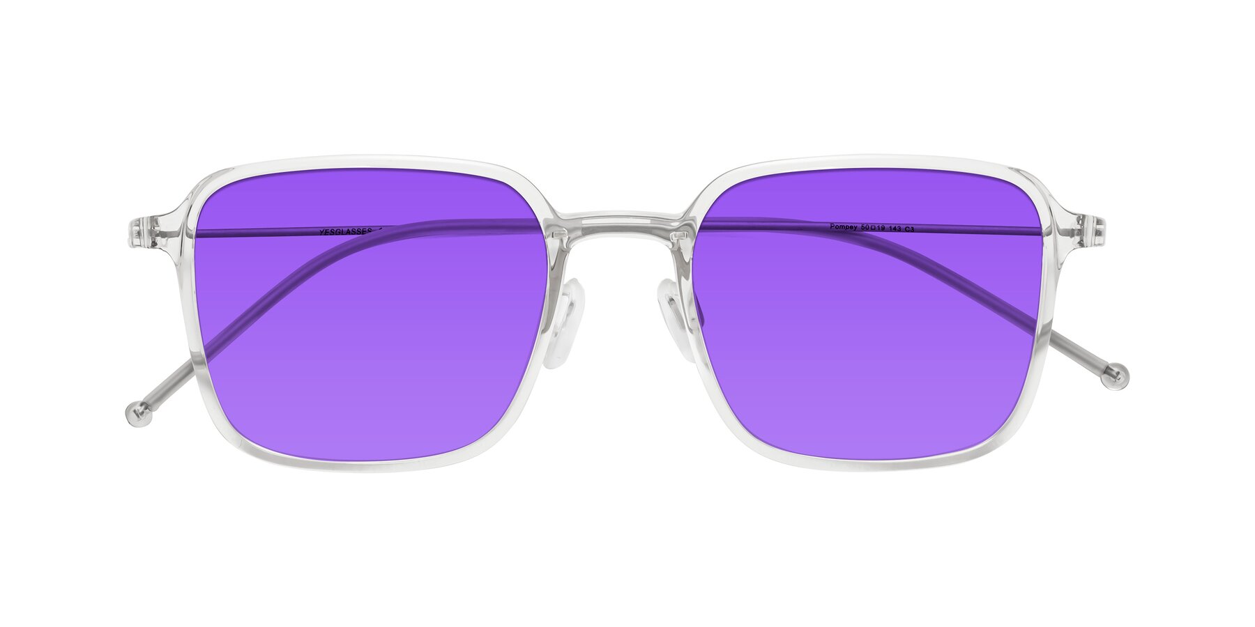 Folded Front of Pompey in Clear with Purple Tinted Lenses