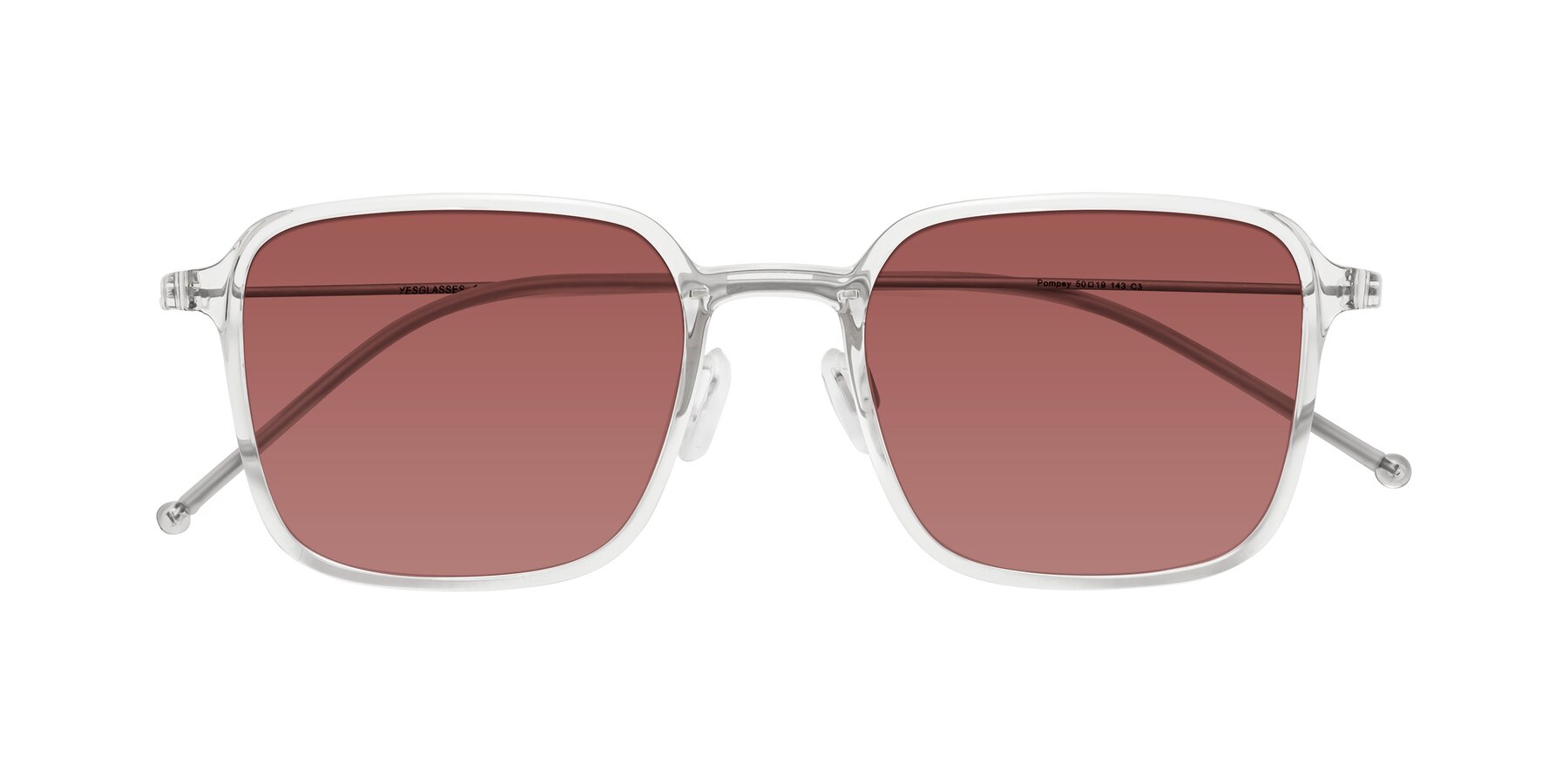 Folded Front of Pompey in Clear with Garnet Tinted Lenses