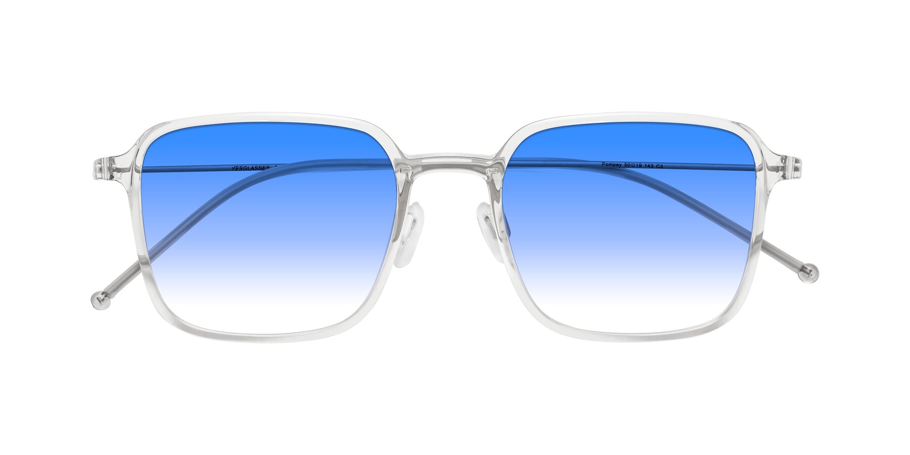 Folded Front of Pompey in Clear with Blue Gradient Lenses