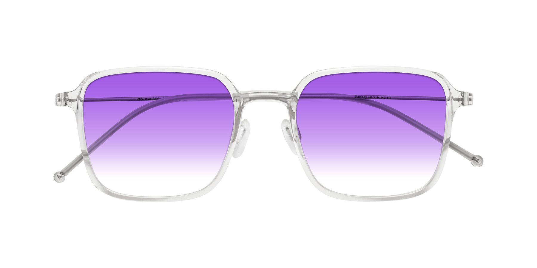 Folded Front of Pompey in Clear with Purple Gradient Lenses