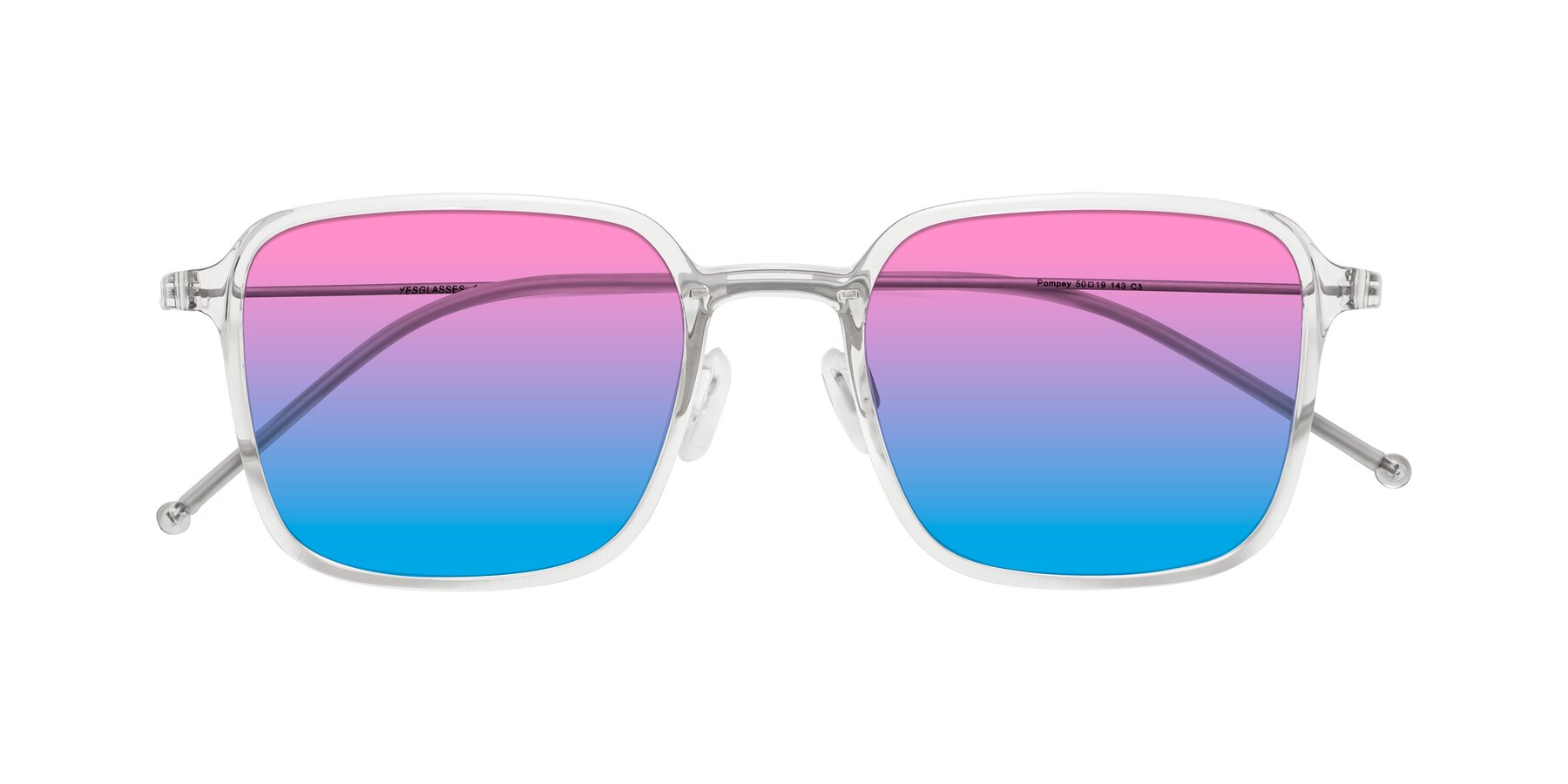 Folded Front of Pompey in Clear with Pink / Blue Gradient Lenses