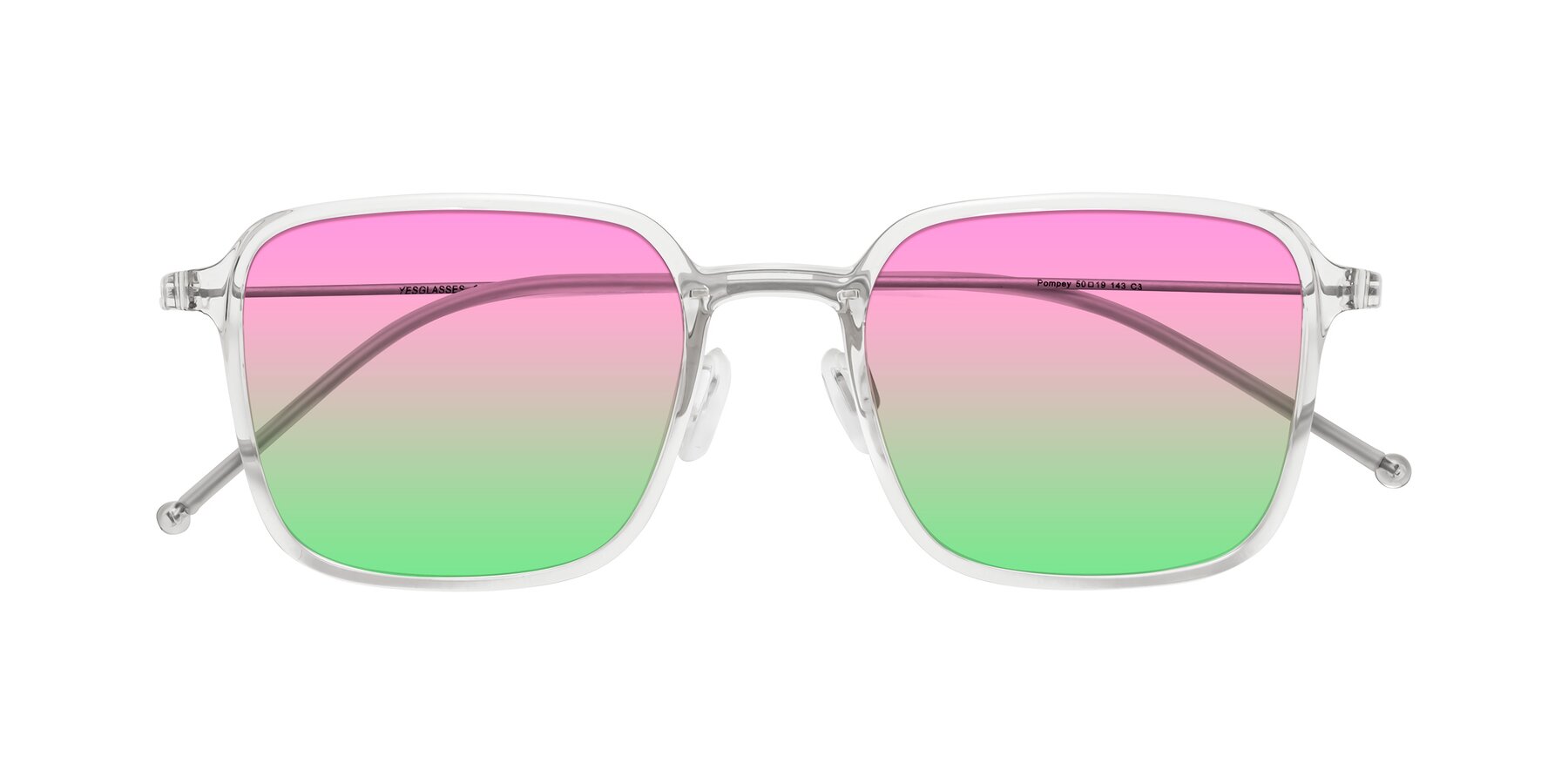 Folded Front of Pompey in Clear with Pink / Green Gradient Lenses