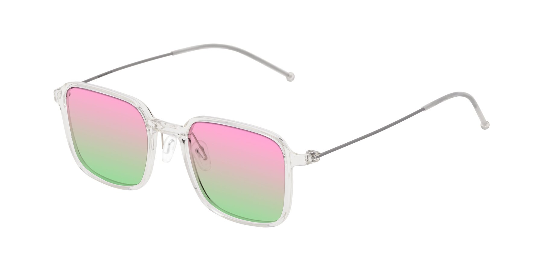 Angle of Pompey in Clear with Pink / Green Gradient Lenses