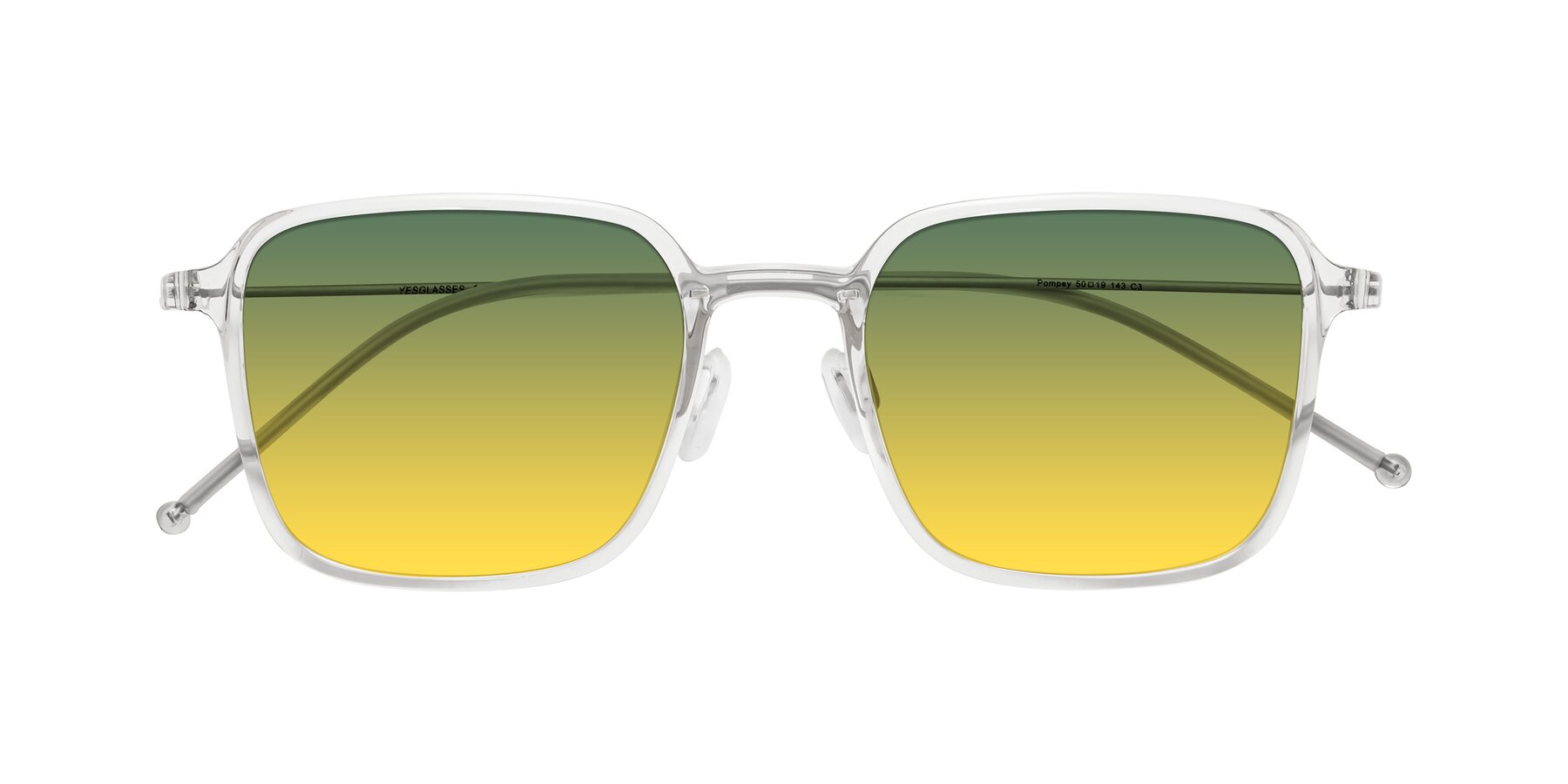 Folded Front of Pompey in Clear with Green / Yellow Gradient Lenses