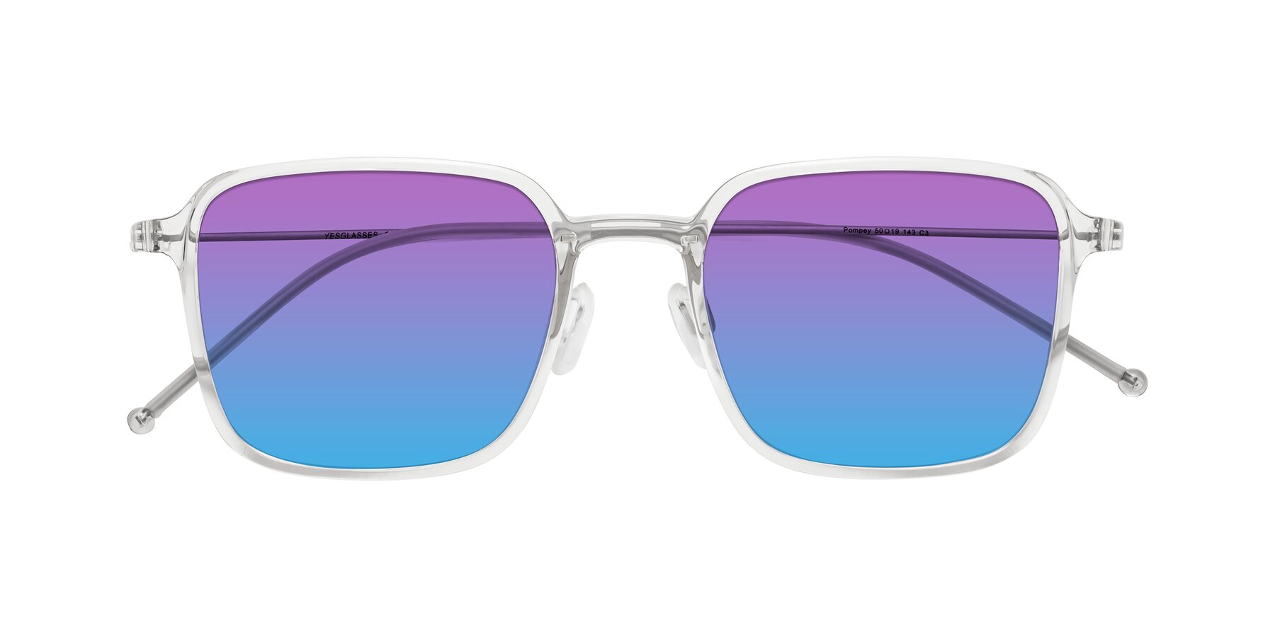 Folded Front of Pompey in Clear with Purple / Blue Gradient Lenses