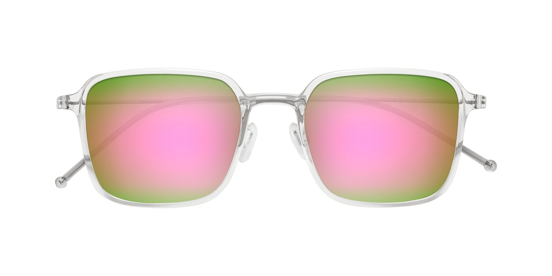 Folded Front of Pompey in Clear with Pink Mirrored Lenses