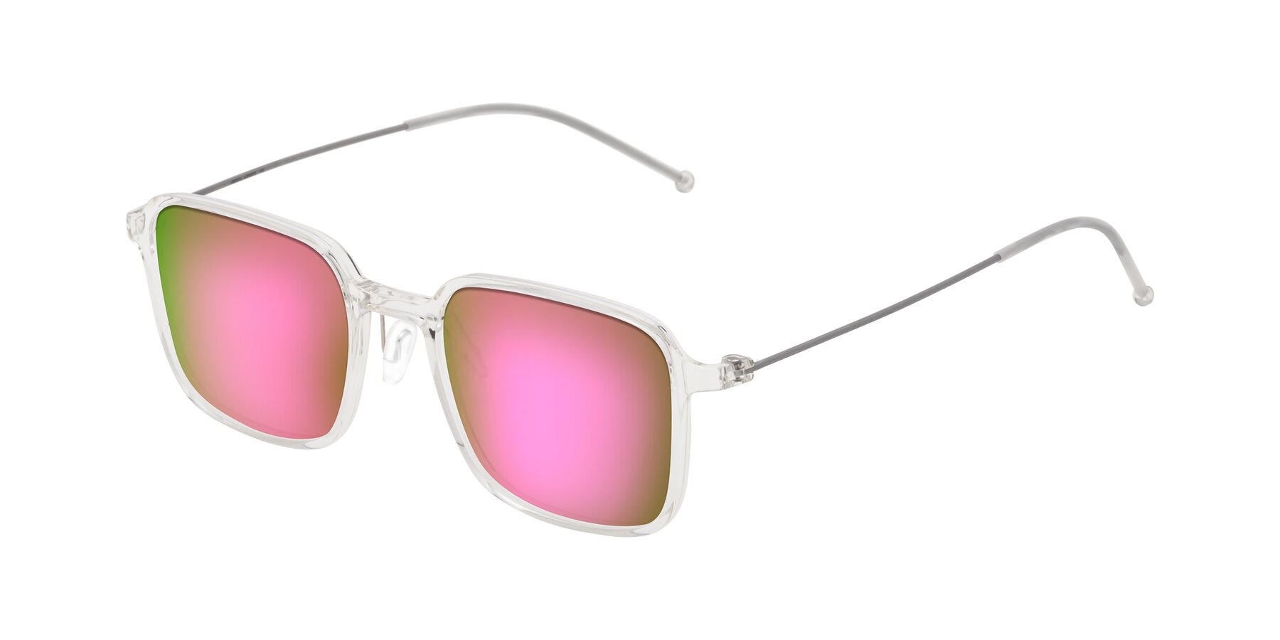 Angle of Pompey in Clear with Pink Mirrored Lenses