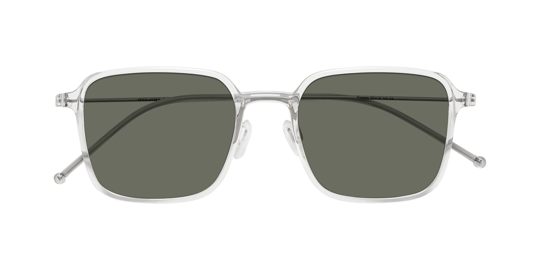 Folded Front of Pompey in Clear with Gray Polarized Lenses